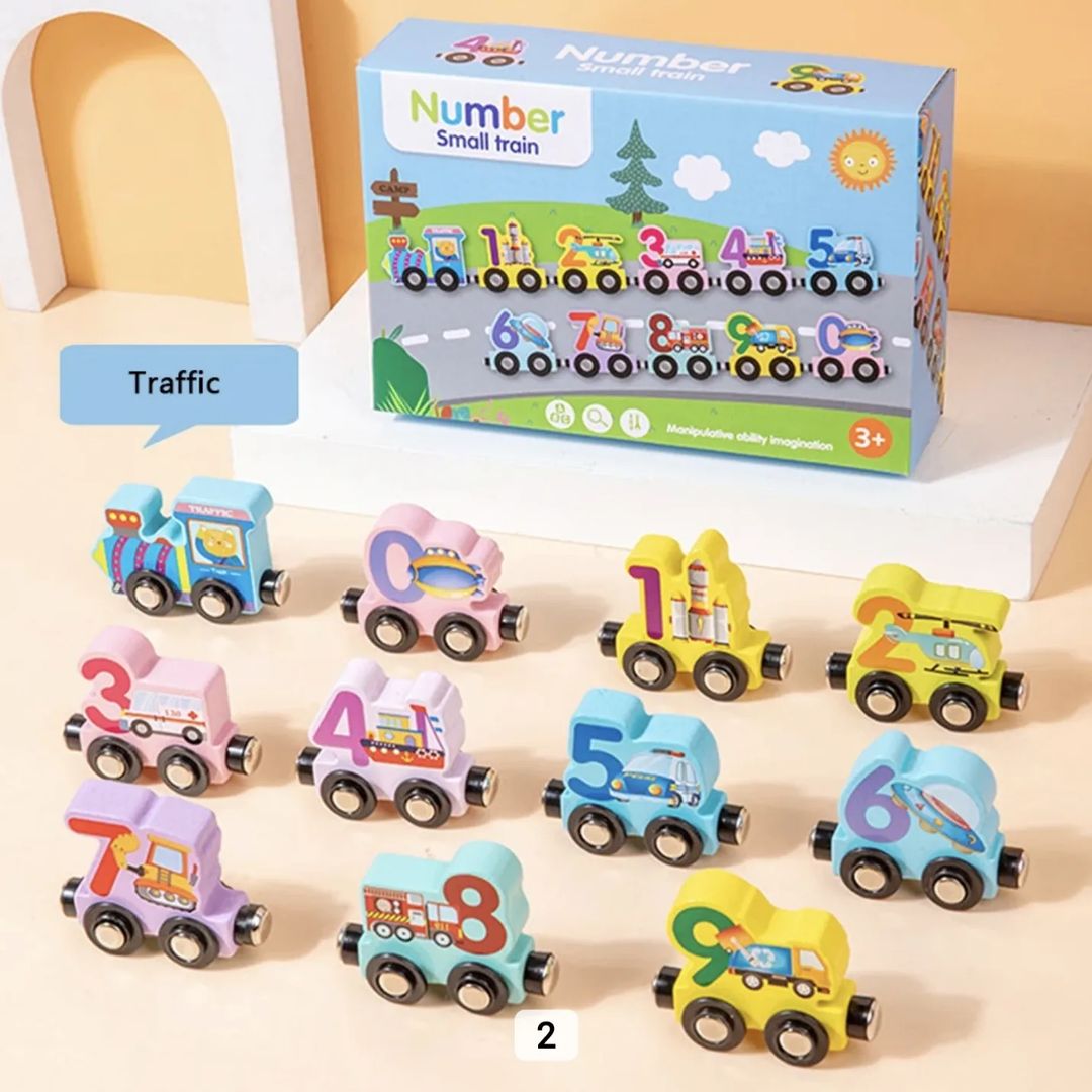 Magnetic wooden number train - Transport theme